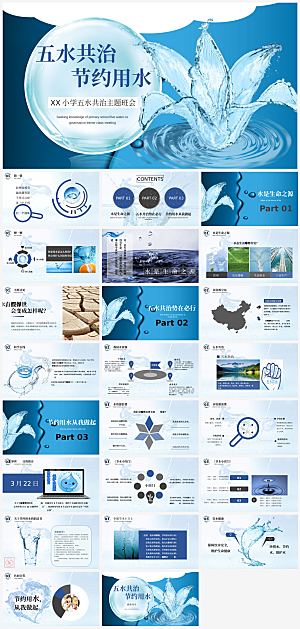 爱护环境节约用水主题PPT模板