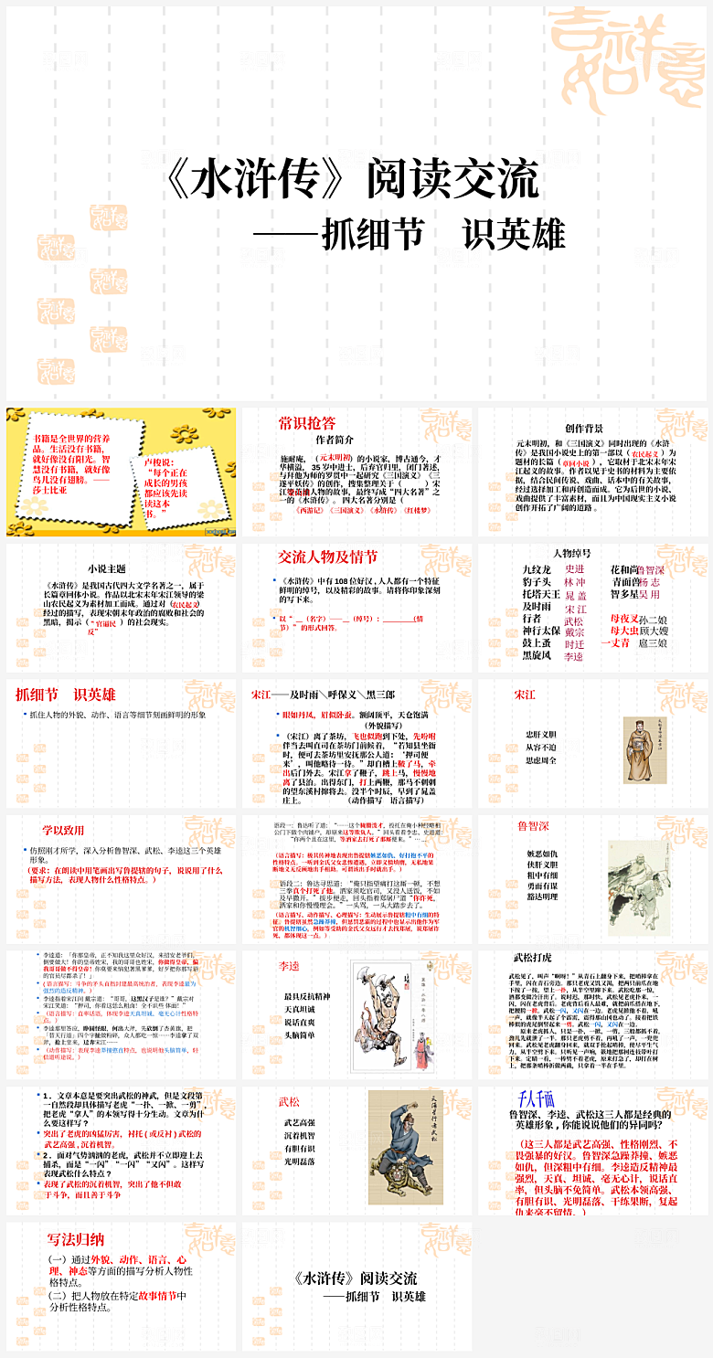 创意四大名著水浒传主题PPT
