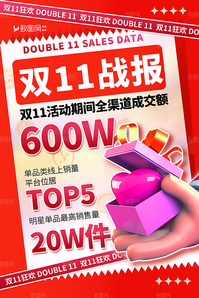 双十一战报喜报海报