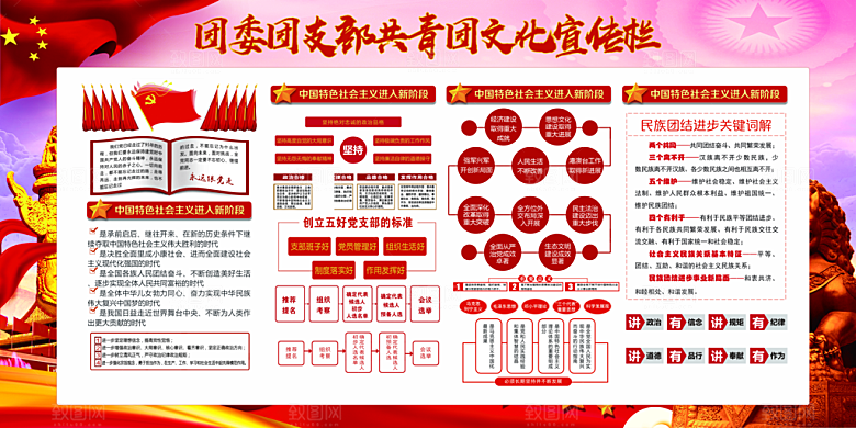 共青团委团支部党建宣传展板