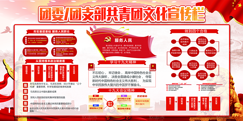 共青团委团支部党建宣传展板