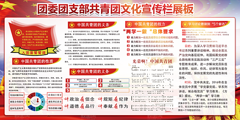 共青团委团支部党建宣传展板