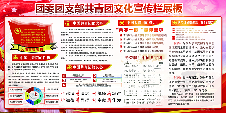 共青团委团支部党建宣传展板
