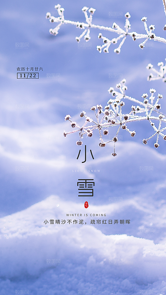 二十四节气小雪冬季海报