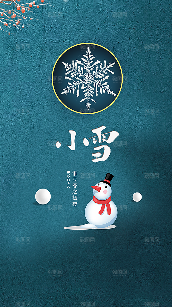 二十四节气小雪冬季海报