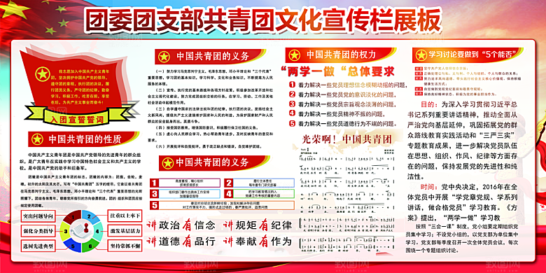 共青团委团支部党建宣传展板