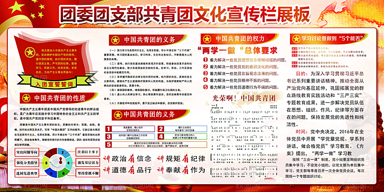 共青团委团支部党建宣传展板