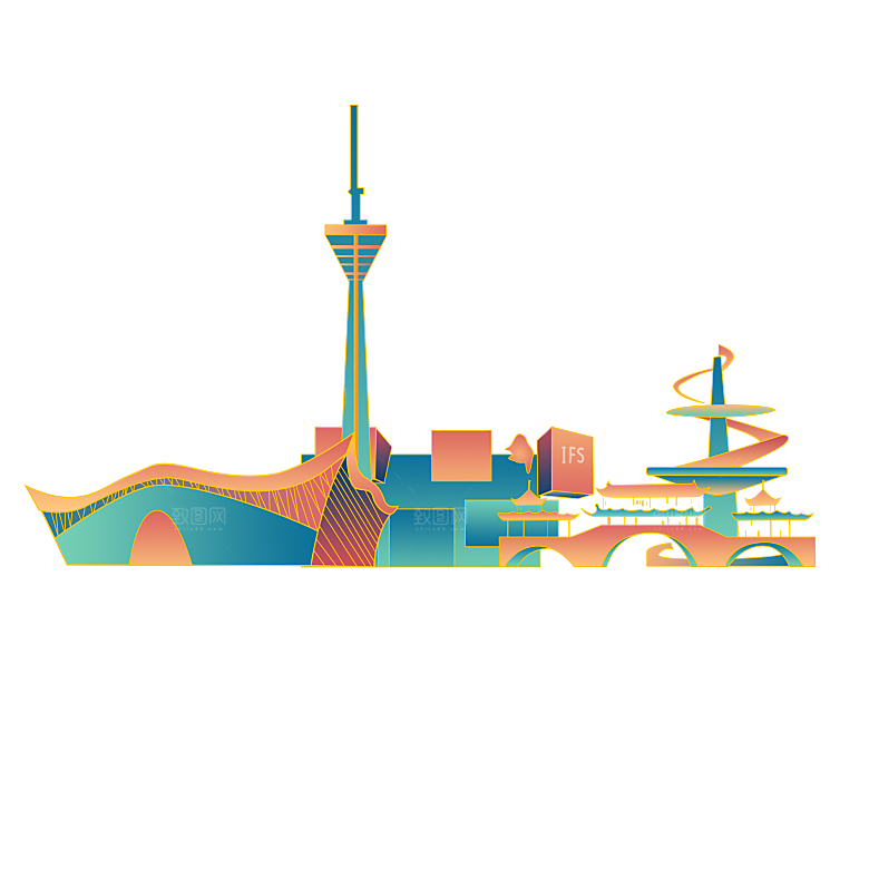成都国潮建筑矢量插画