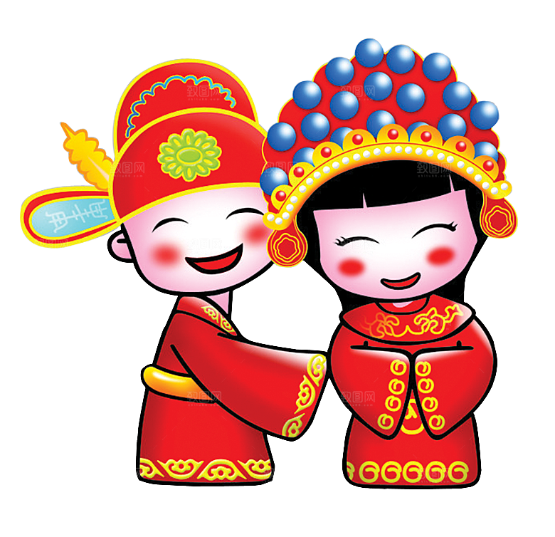 卡通新郎新娘元素素材