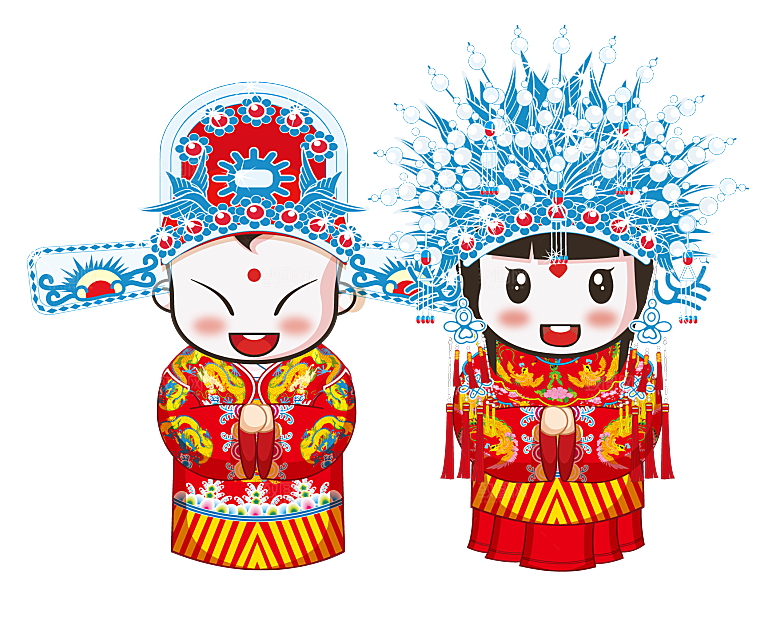 卡通新郎新娘元素素材