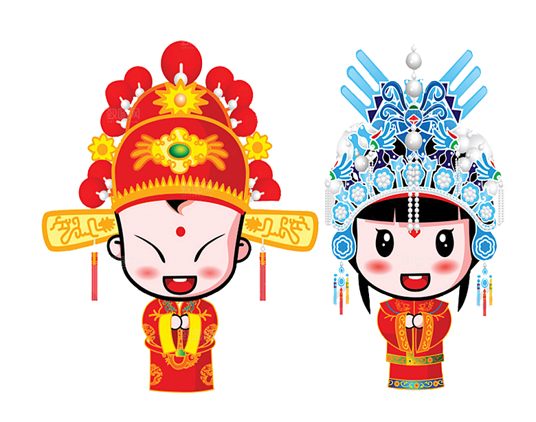 卡通新郎新娘元素素材