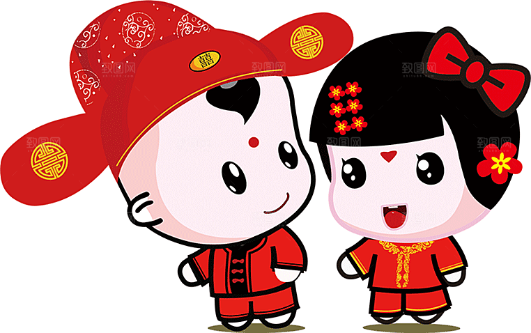 卡通新郎新娘元素素材