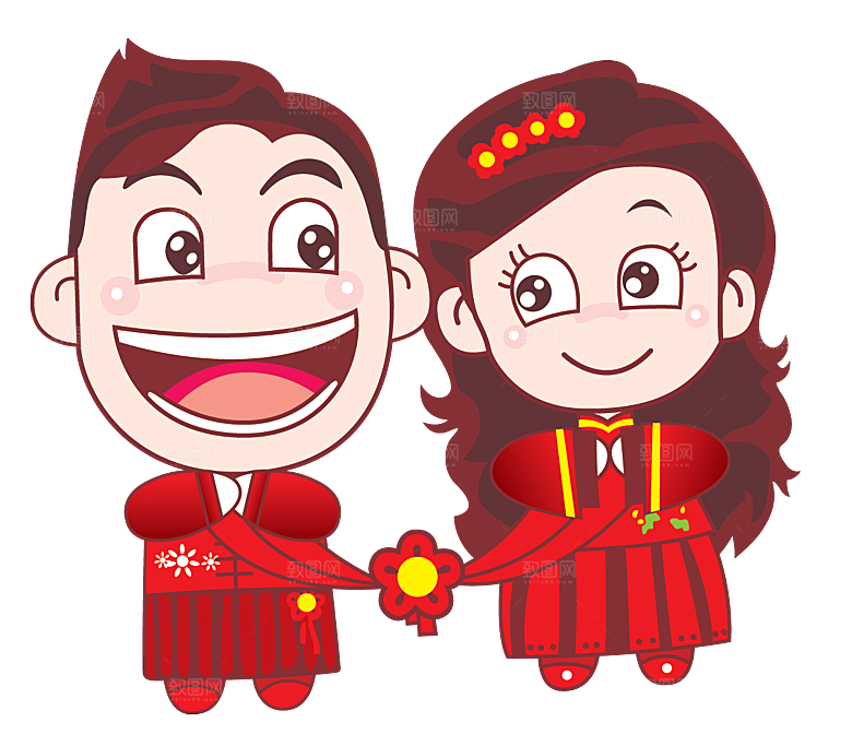 卡通新郎新娘元素素材