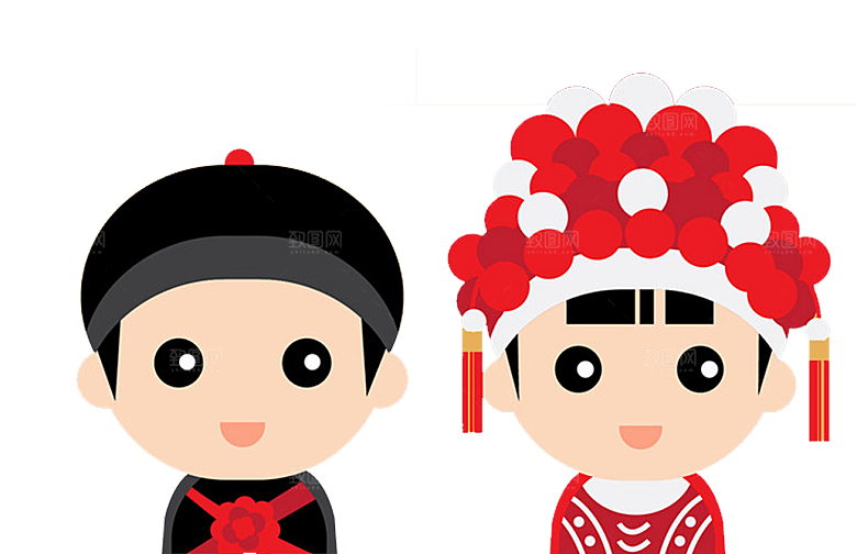卡通新郎新娘元素素材