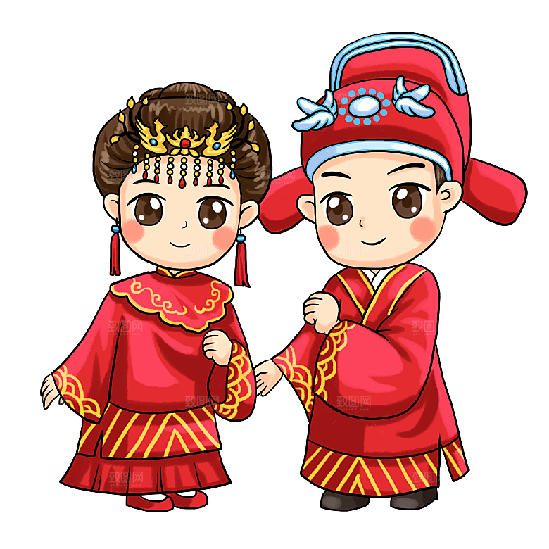 卡通新郎新娘元素素材