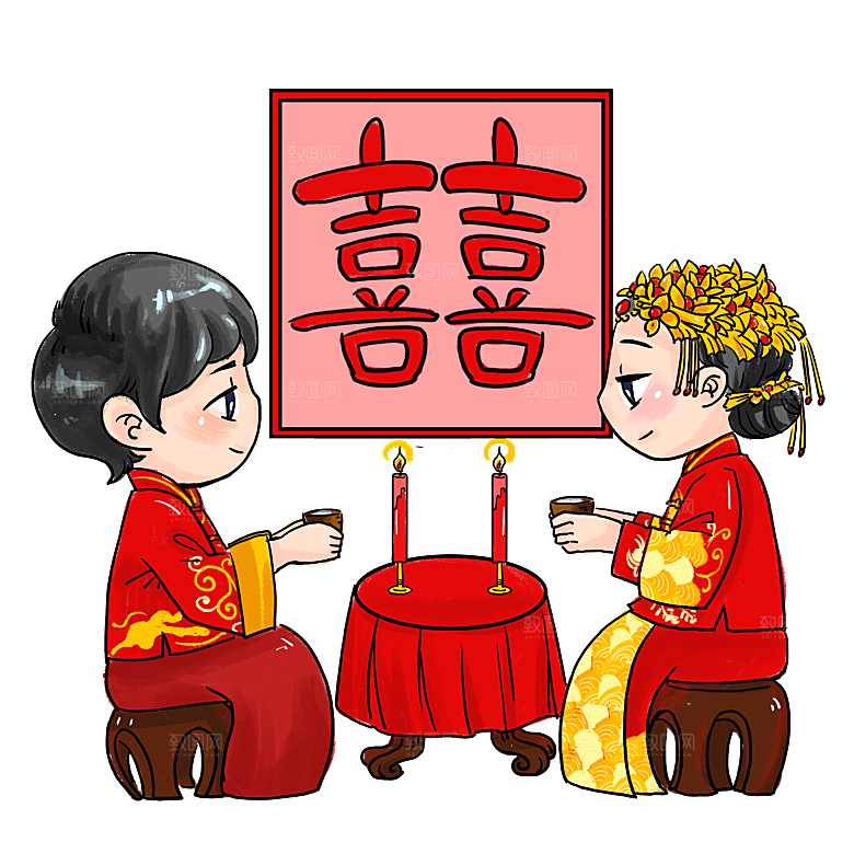 卡通新郎新娘元素素材