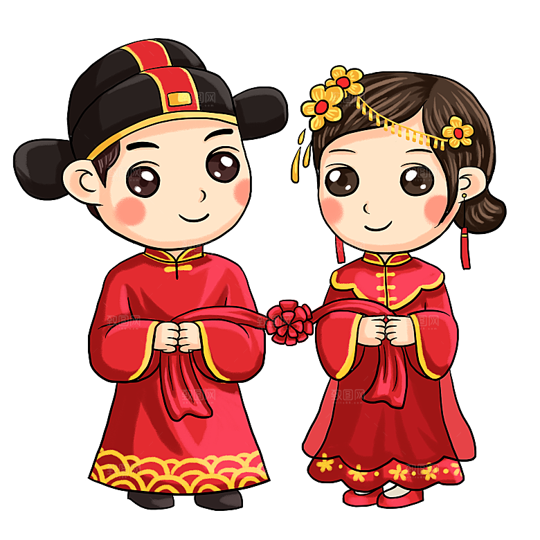 卡通新郎新娘元素素材