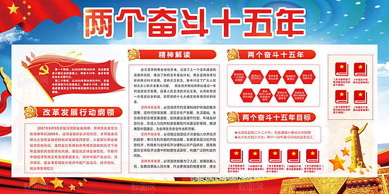 两个奋斗十五年展板