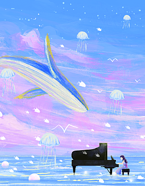大鱼海棠钢琴白鲸鲨鱼