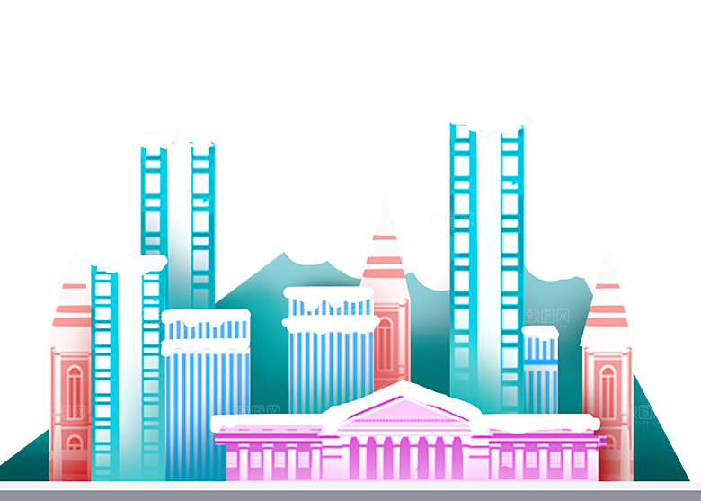 冬天下雪积雪楼房