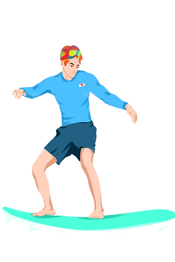 海滩沙滩冲浪男孩