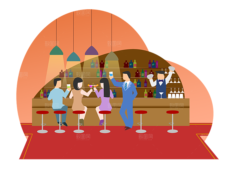 酒吧聚会小酌喝酒朋友公司