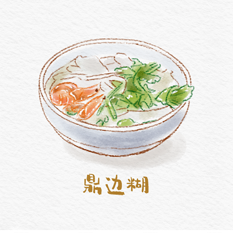 八大菜闽系菜水彩手绘美食插画
