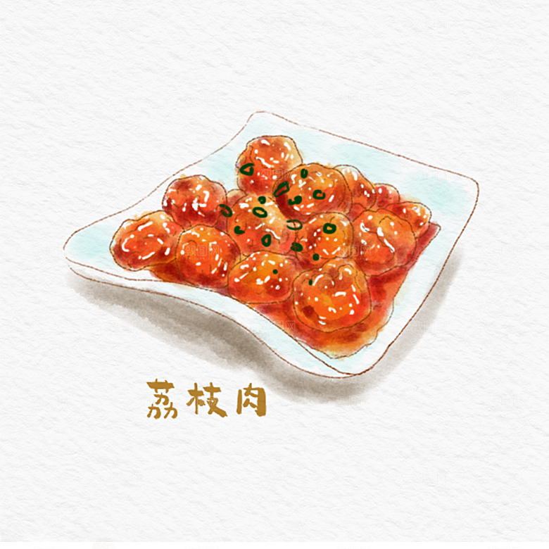 八大菜闽系菜水彩手绘美食插画