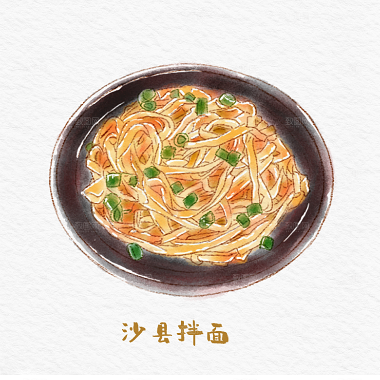 八大菜闽系菜水彩手绘美食插画