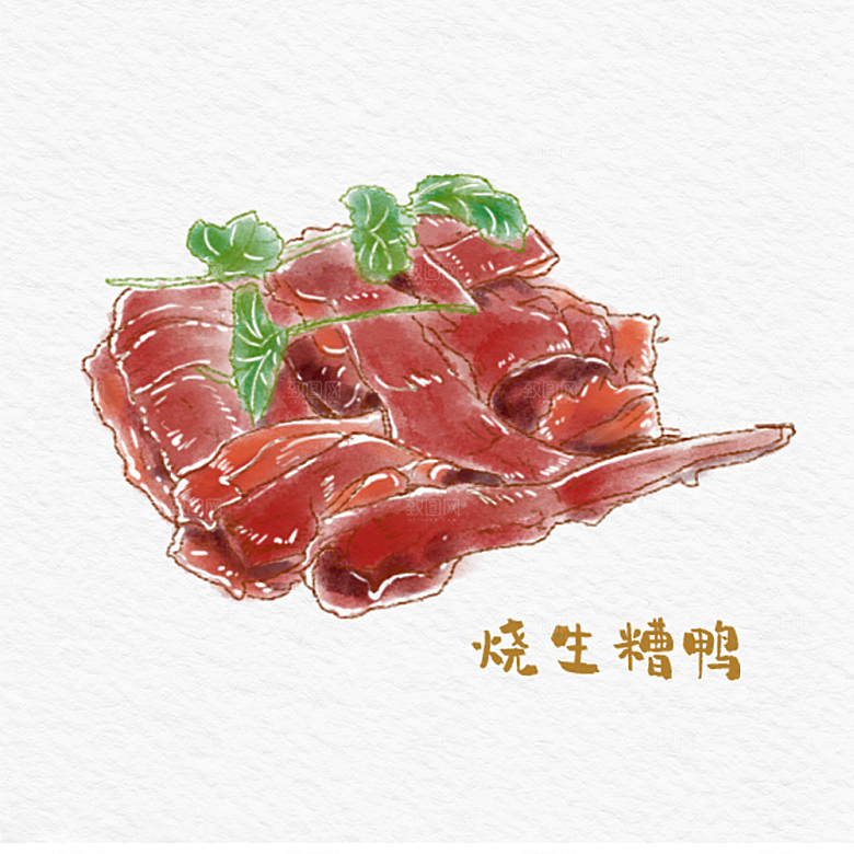 八大菜闽系菜水彩手绘美食插画
