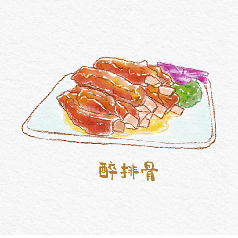 八大菜闽系菜水彩手绘美食插画