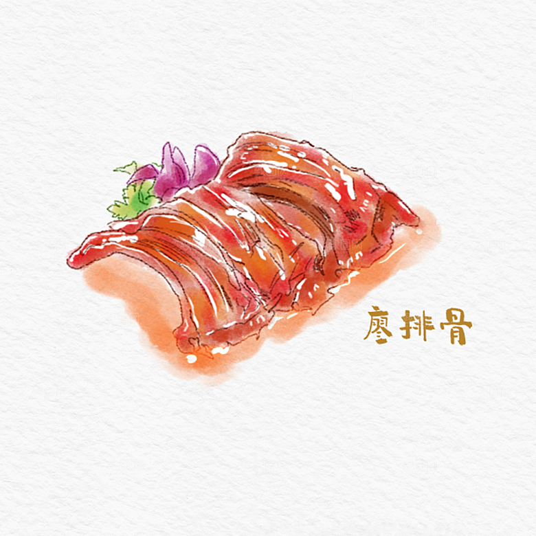 八大菜系川菜水彩手绘美食插画