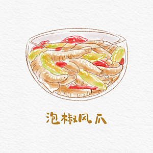 八大菜系川菜水彩手绘美食插画