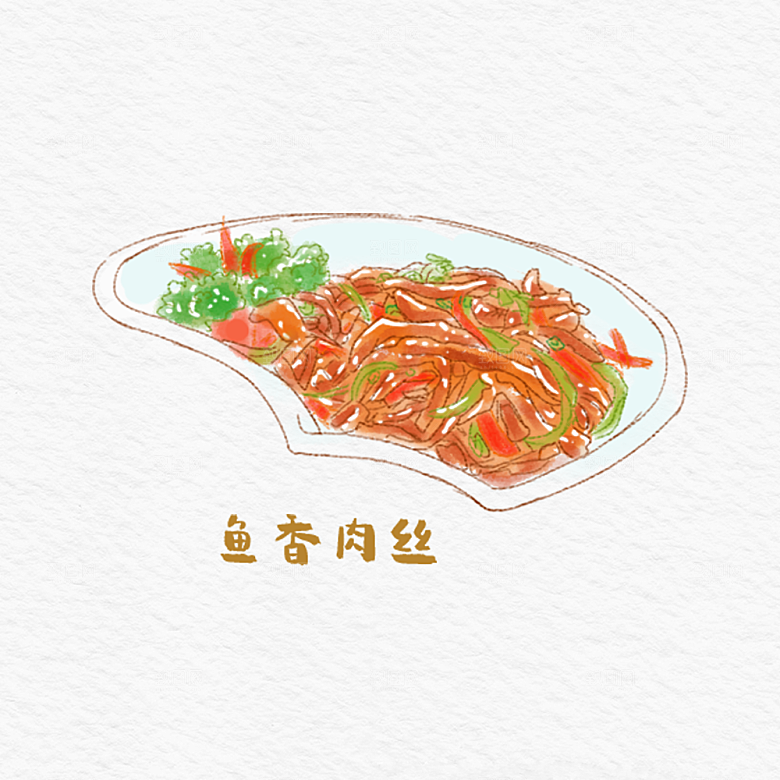 八大菜系川菜水彩手绘美食插画