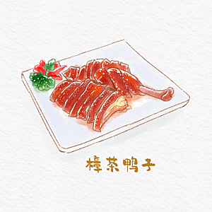 八大菜系川菜水彩手绘美食插画