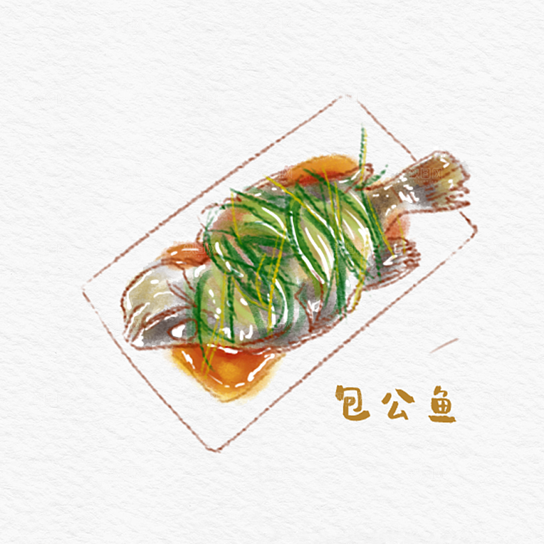 八大菜系徽菜水彩手绘美食插画