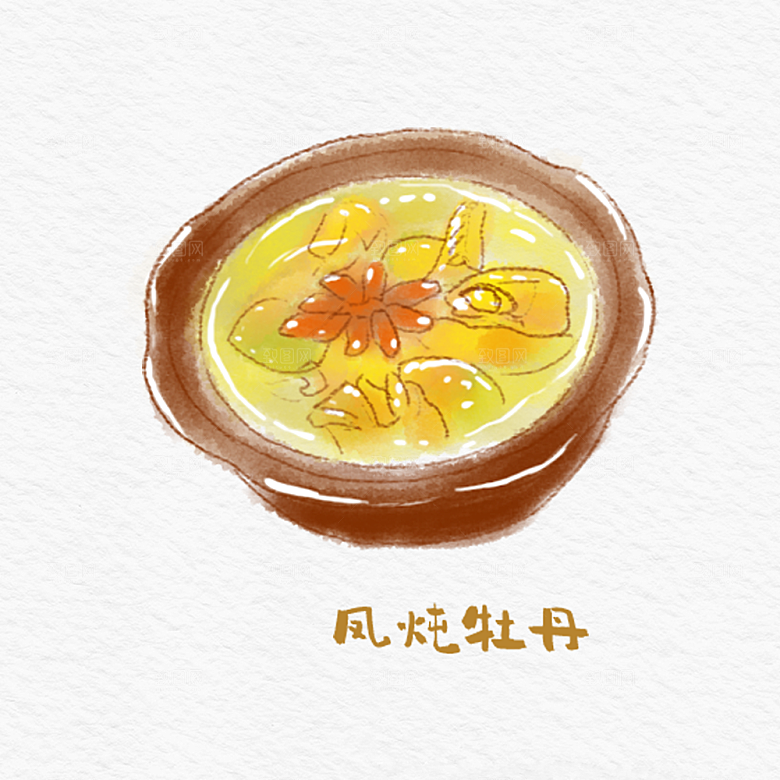 八大菜系徽菜水彩手绘美食插画
