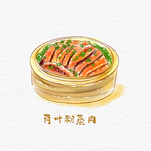 八大菜系徽菜水彩手绘美食插画