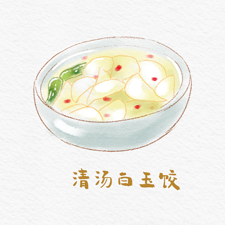八大菜系徽菜水彩手绘美食插画