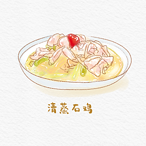 八大菜系徽菜水彩手绘美食插画