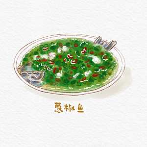 八大菜系鲁菜水彩手绘美食插画