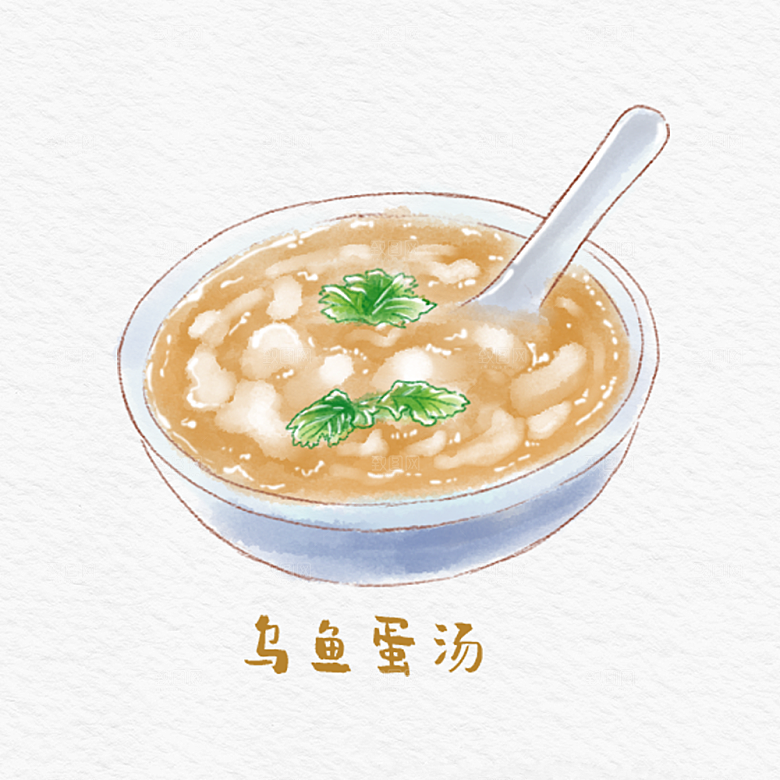 八大菜系鲁菜水彩手绘美食插画