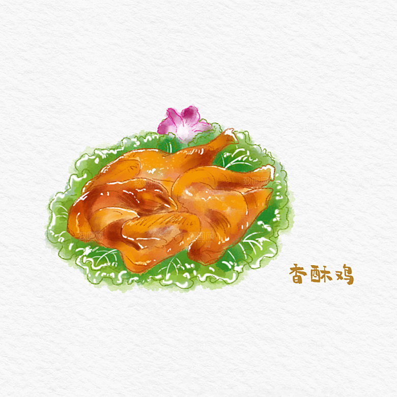 八大菜系鲁菜水彩手绘美食插画