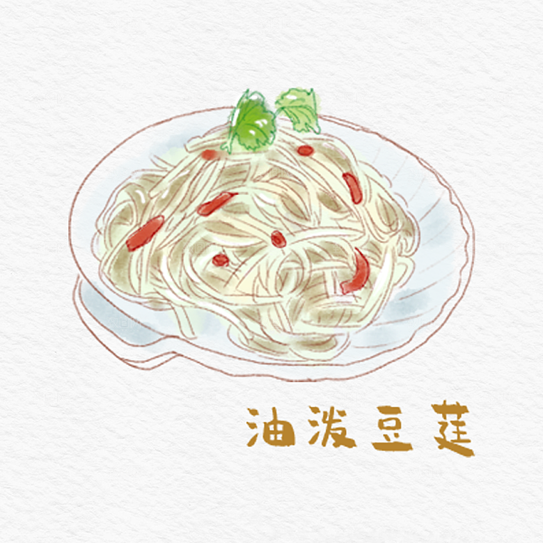 八大菜系鲁菜水彩手绘美食插画