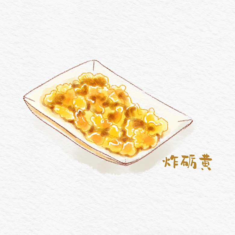 八大菜系鲁菜水彩手绘美食插画