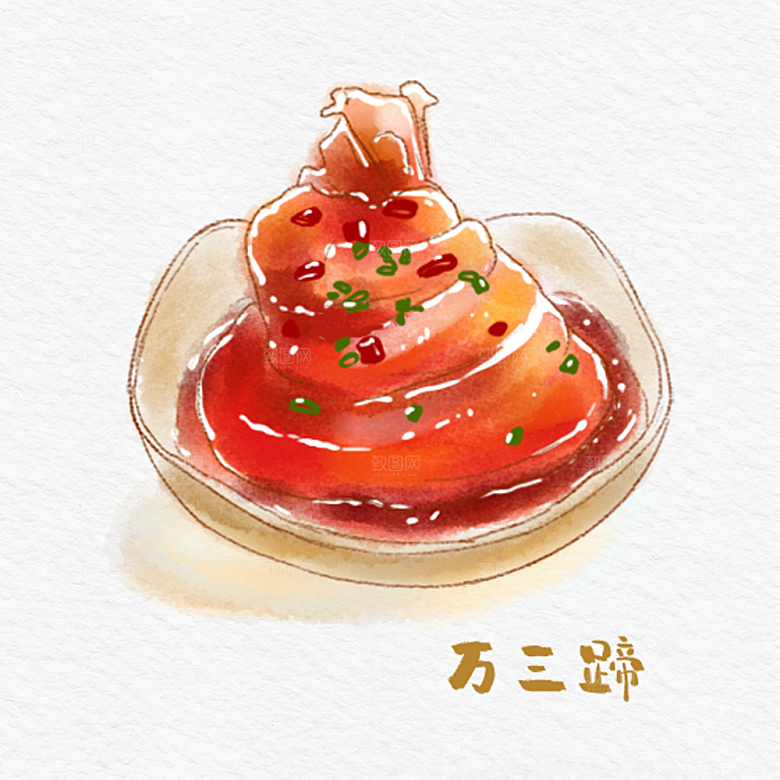 八大菜系苏菜水彩手绘美食插画