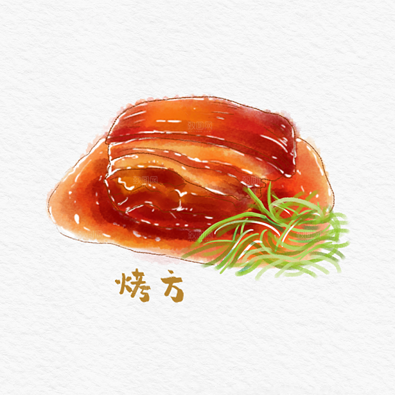 八大菜系苏菜水彩手绘美食插画