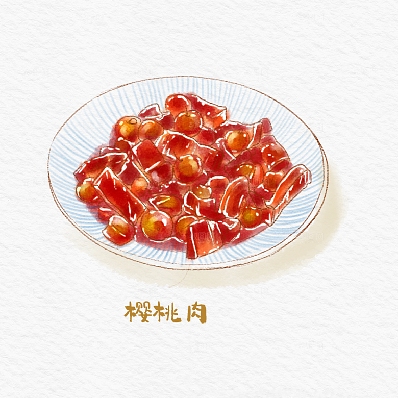 八大菜系苏菜水彩手绘美食插画
