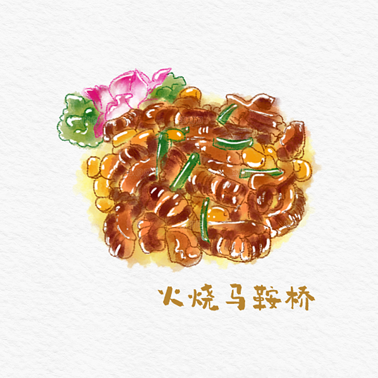 八大菜系苏菜水彩手绘美食插画