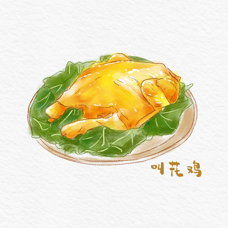 八大菜系苏菜水彩手绘美食插画